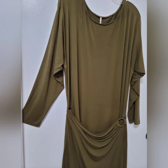 Free People Olive Asyssa Long Sleeve Jersey Maxi Wrap Dress Size Large - Picture 7 of 16